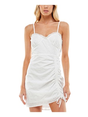 

SPECHLESS Женское белое короткое платье на тонких бретельках с завязками по бокам для юниоров, Белый