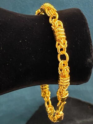 Pre-owned Jisha Stunning Dubai Handmade Unisex Link Bracelet In 916 Stamped 22karat Yellow Gold