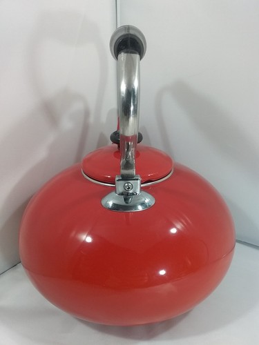 Unique Martha Stewart Collection Red Enamel On Steel Tea Kettle