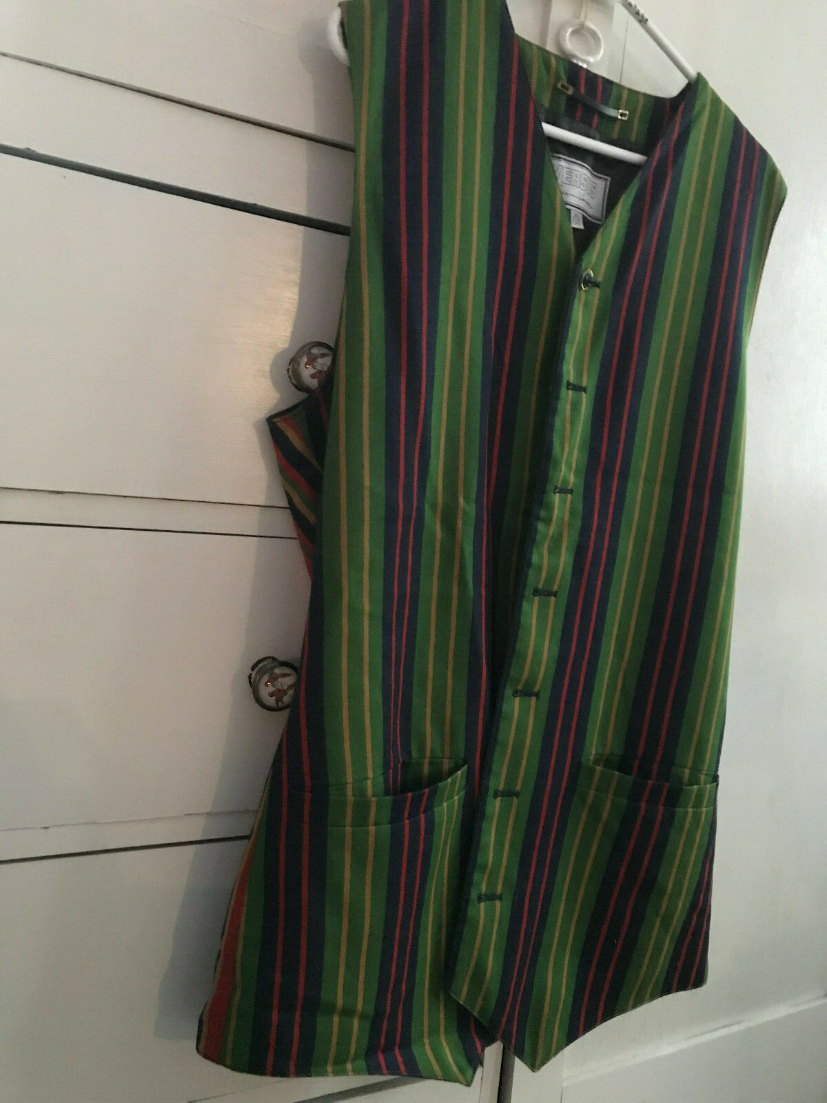 Vintage Versus Versace Wool Vest Striped Green Blue Red Yellow Size 36 / 50