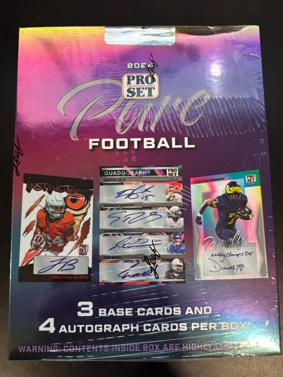 2024 Leaf Pro Set Pure Football Factory Sealed Hobby Box 4 Auto per Box