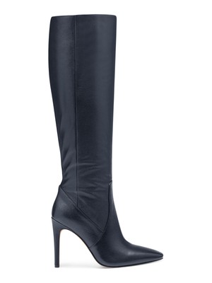 

VINCE CAMUTO Женские темно-синие кожаные классические ботинки на шпильке с острым носком и застежкой-молнией, Navy, VC-FENDELS
