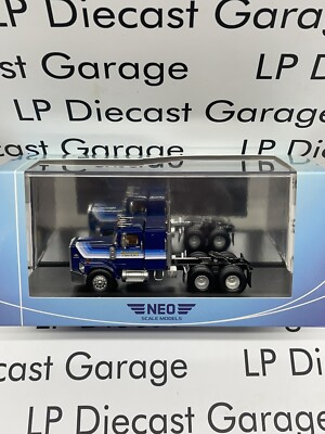 NEO SCALE MODELS 1974 Diamond Reo Raider SBFA Blue Semi Truck 1:64 Scale Resin