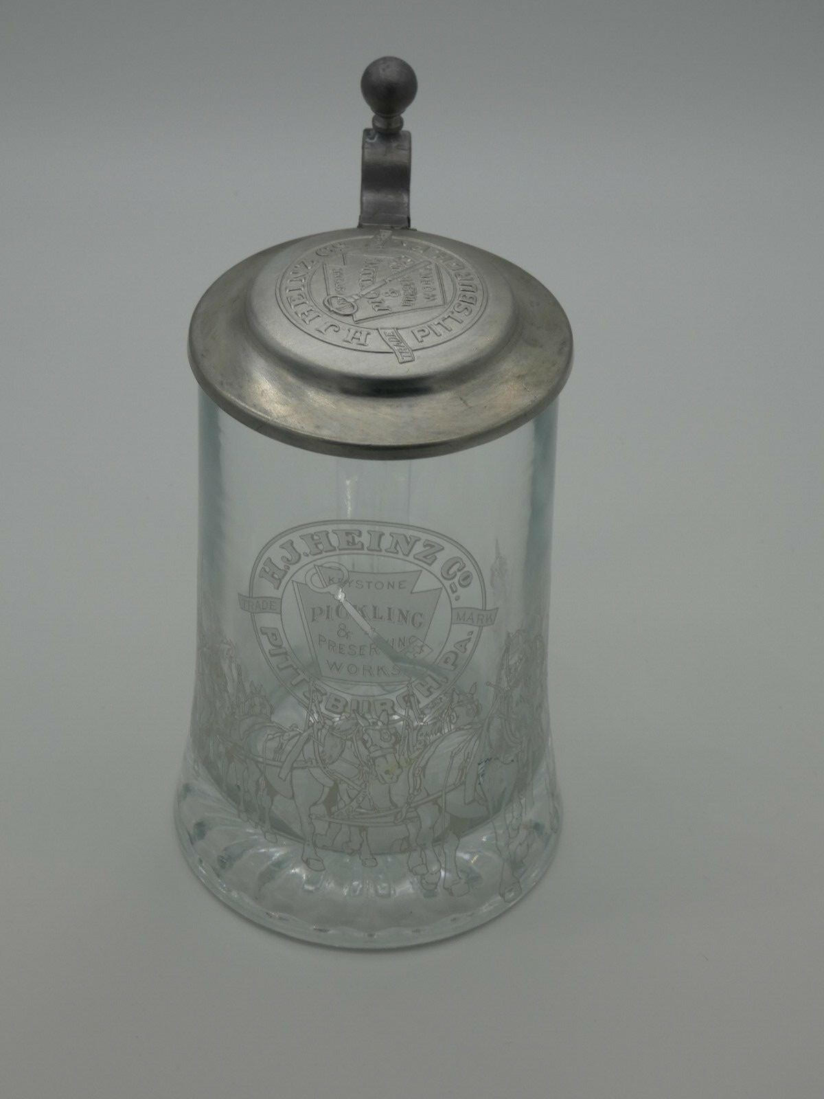 H.J. Heinz Co. Pickling Preserving Works Etched Beer Stein W. Germany ALWE