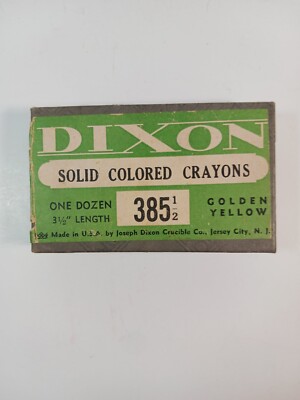 Vintage - Made In USA - box Of Dixon Solid Color Crayons Golden Yellow # 385