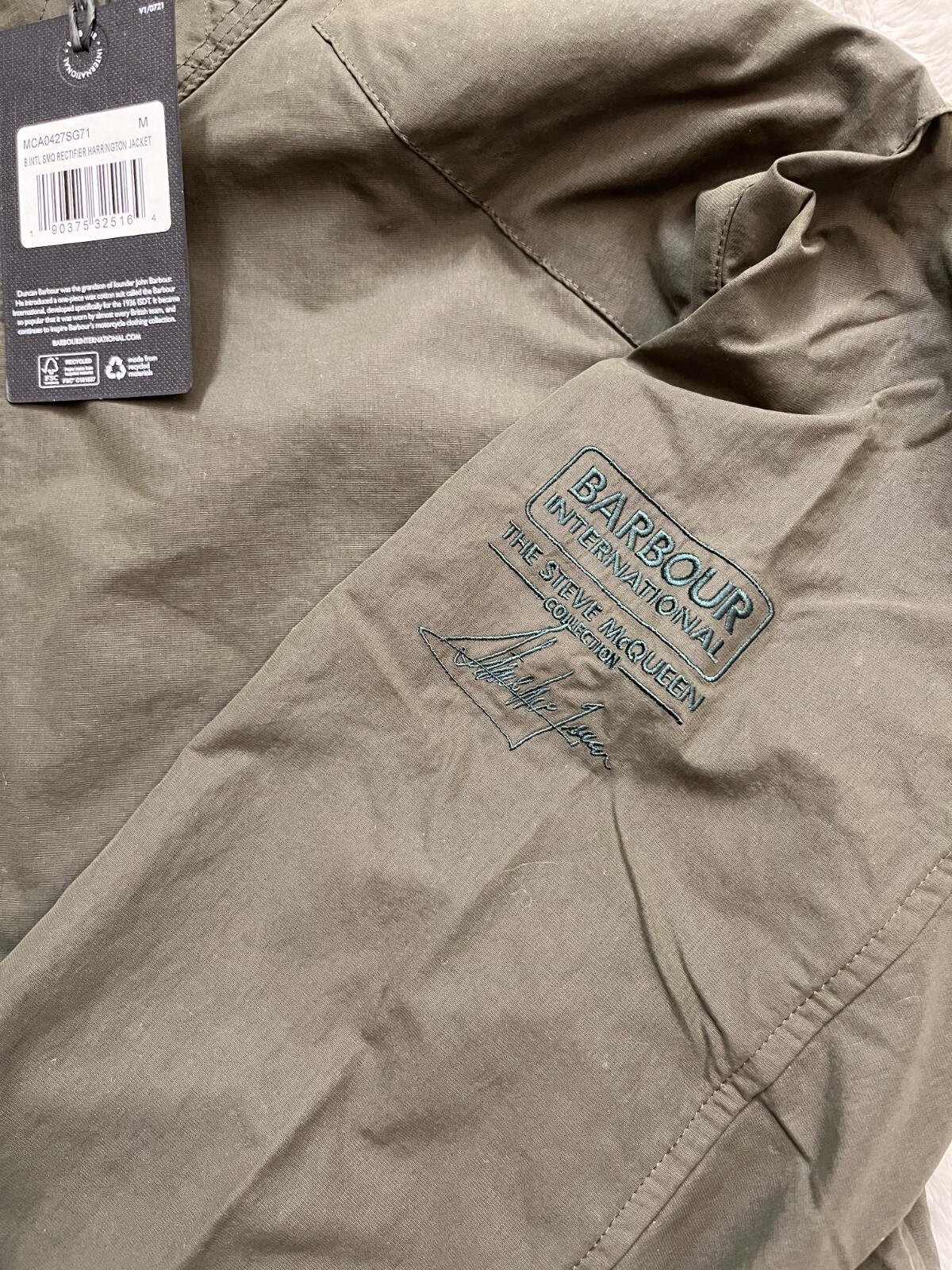 Pre-owned Barbour Steve Mcqueen Rectifier Harrington In Sage British Luxury