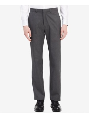 CALVIN KLEIN Mens Grey Tapered, Slim Fit Stretch Pants 30 Waist