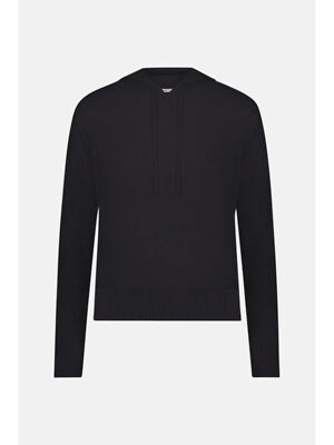 

Женский свитер с капюшоном MINNIEROSE Black Tie с потертыми краями и манжетами, Черный