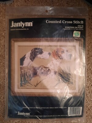 1992 Janlynn Counted Cross Stitch Kit Pointers on Point Hunting Dogs  Sealed