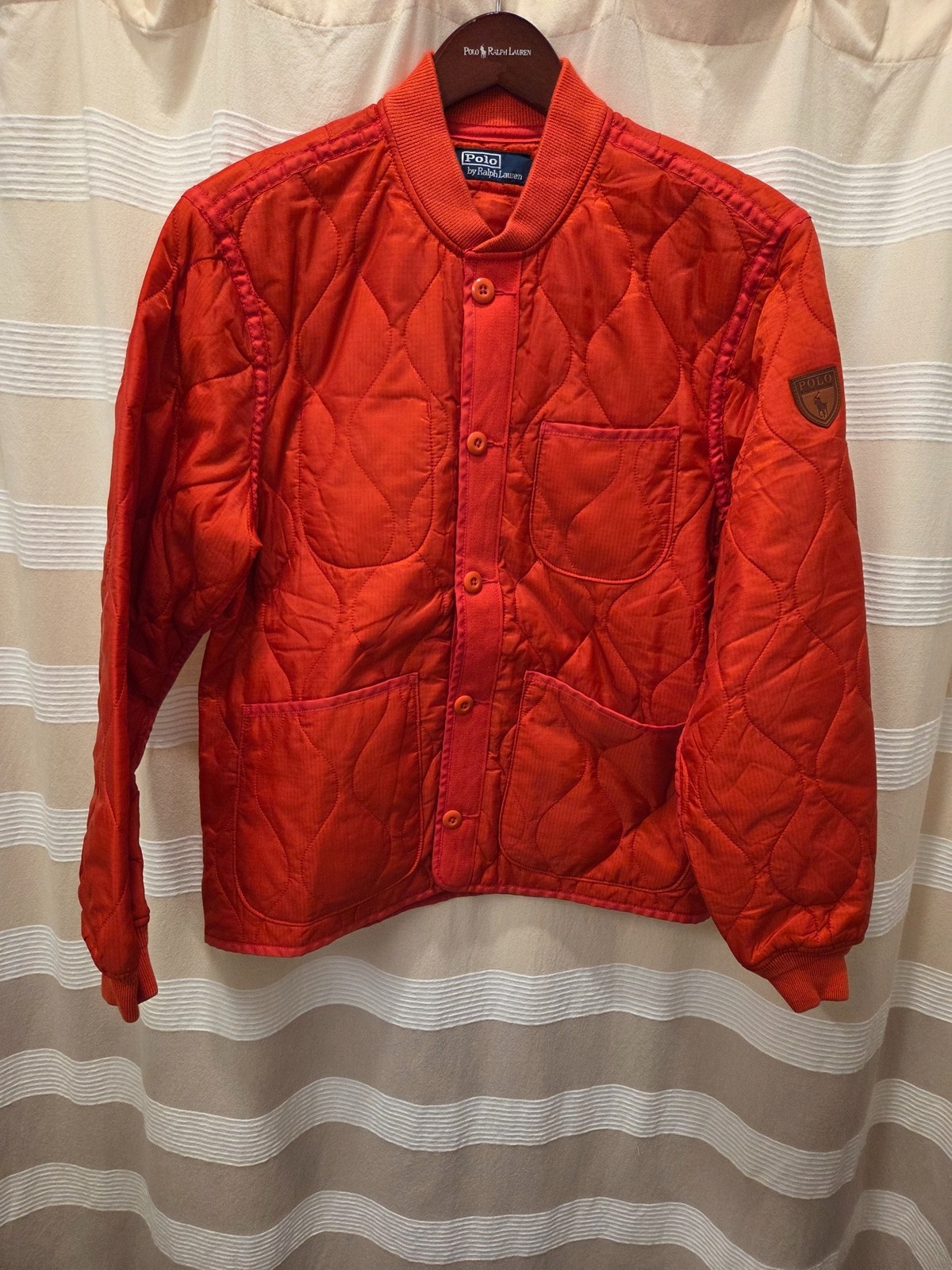 New Polo Ralph Lauren Quilted Button Jacket Rust-Orange Vintage Label Men's (M)