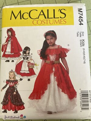 McCalls Sewing Pattern M7454 Girls Costumes 4 Designs Size 3-8 UNCUT