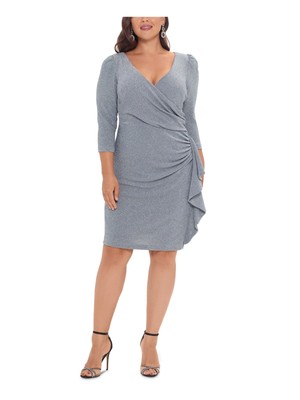 Женское вечернее платье с искусственным запахом BETSY & ADAM с рукавом 3/4 длиной до колена