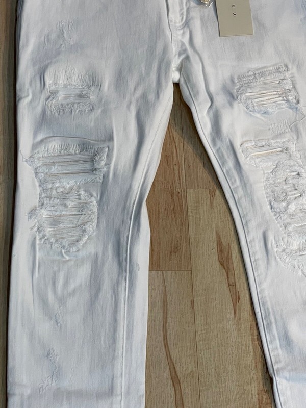 New Men's MNML Jeans X226 White Stretch Moto Denim Skinny