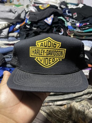 vintage harley davidson motorcycles Audio Video snapback trucker hat Cobra Caps