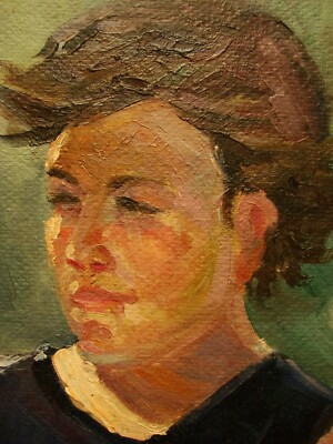 Ukrainian Soviet Oil Painting realism portrait girl sportswoman 