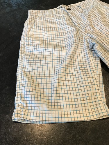 Men’s Old Navy Blue Gray White Plaid Chino Shorts Size 28