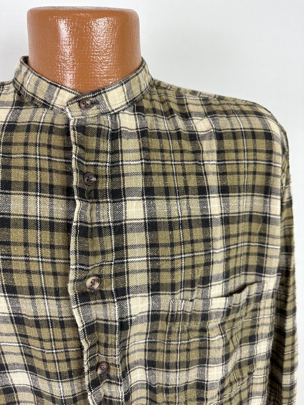 Vintage 90s Northwest Territory Band Collar Flannel Shirt Mens L Plaid Outdoors