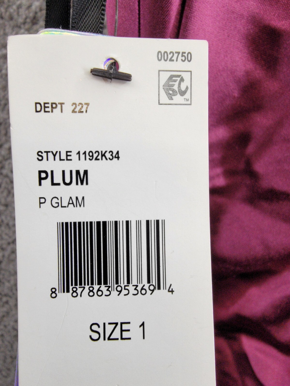 BCX Ruched Mermaid Dress Juniors' 1 Plum Front Slit V-Neck Back Zip Closure - Picture 15 of 15