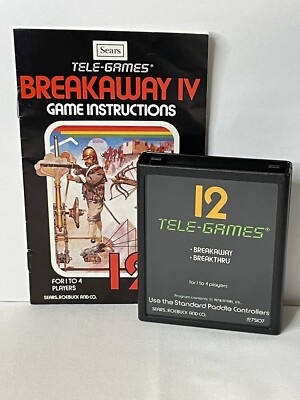Breakaway IV (Atari 2600, 1978) Sears Tele-Games Cartridge Manual Cleaned Tested