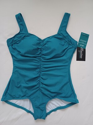 Maxine of Hollywood ''Spa Suit'' Emerald Center Shirred 1-Piece Swimsuit Size 22W