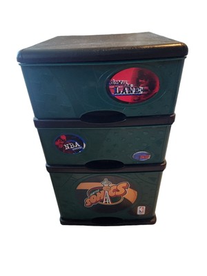 Vintage Suncast Corp NBA Seattle Supersonics 3 Drawer Table Comes With Wheels