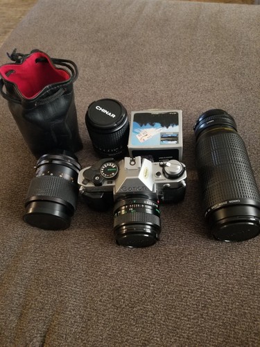 美品★ キャノン AE-1 ブラック FD 35mm F2 S.S.C. Canon AE-1 Black 35mm Film SLR with Canon FD SSC 50mm f1.4