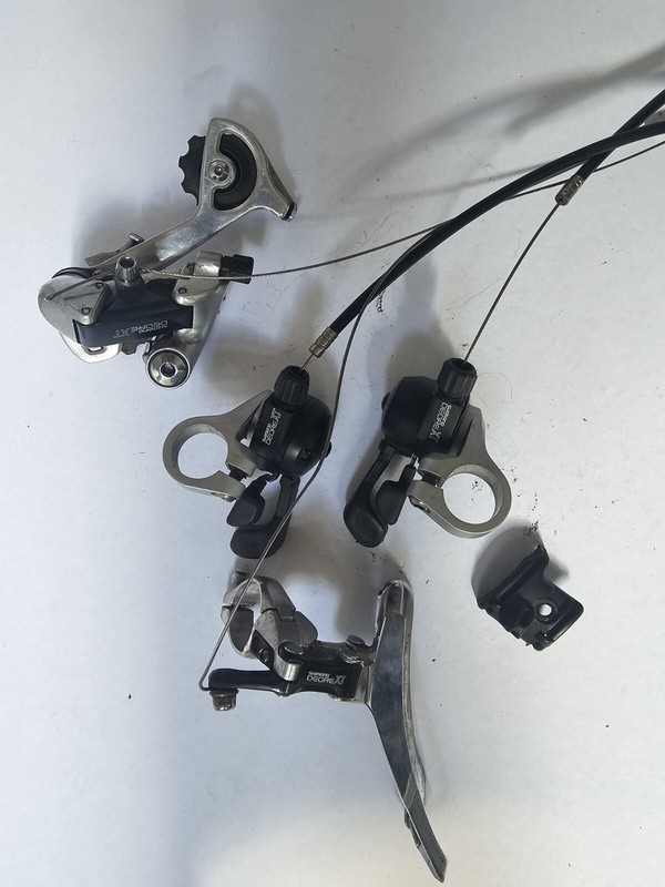 Schaltung / Gear Shift Shimano Xt 3/7 Rd-M735 / Fd-M735 + Schalthebel / Shifter