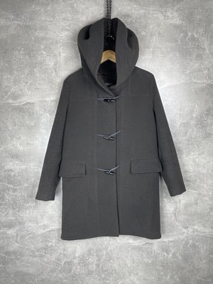 M0851 Grey Wool Women's Hooded Duffel Coat Made in Canada Size 8