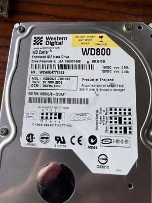 Western Digital Caviar IDE 80GB  3.5 WD800JB-00ETA0 DCM DSCACTJAH Hard Drive