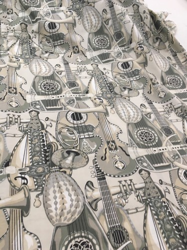 Vintage Cotton Novelty  Instruments Fabric 54” Wide 4.5 Yards Long, Mandolins