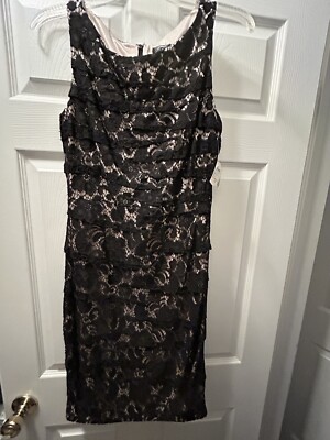 Jax Dress Size 10 Women's Lace Overlay Sleeveless Black  Dress