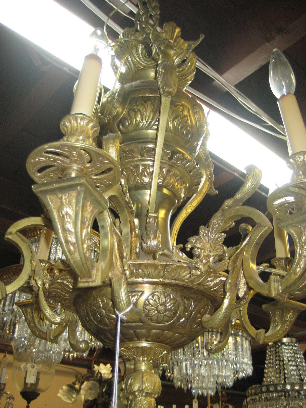 Figural Bronze French Chandelier