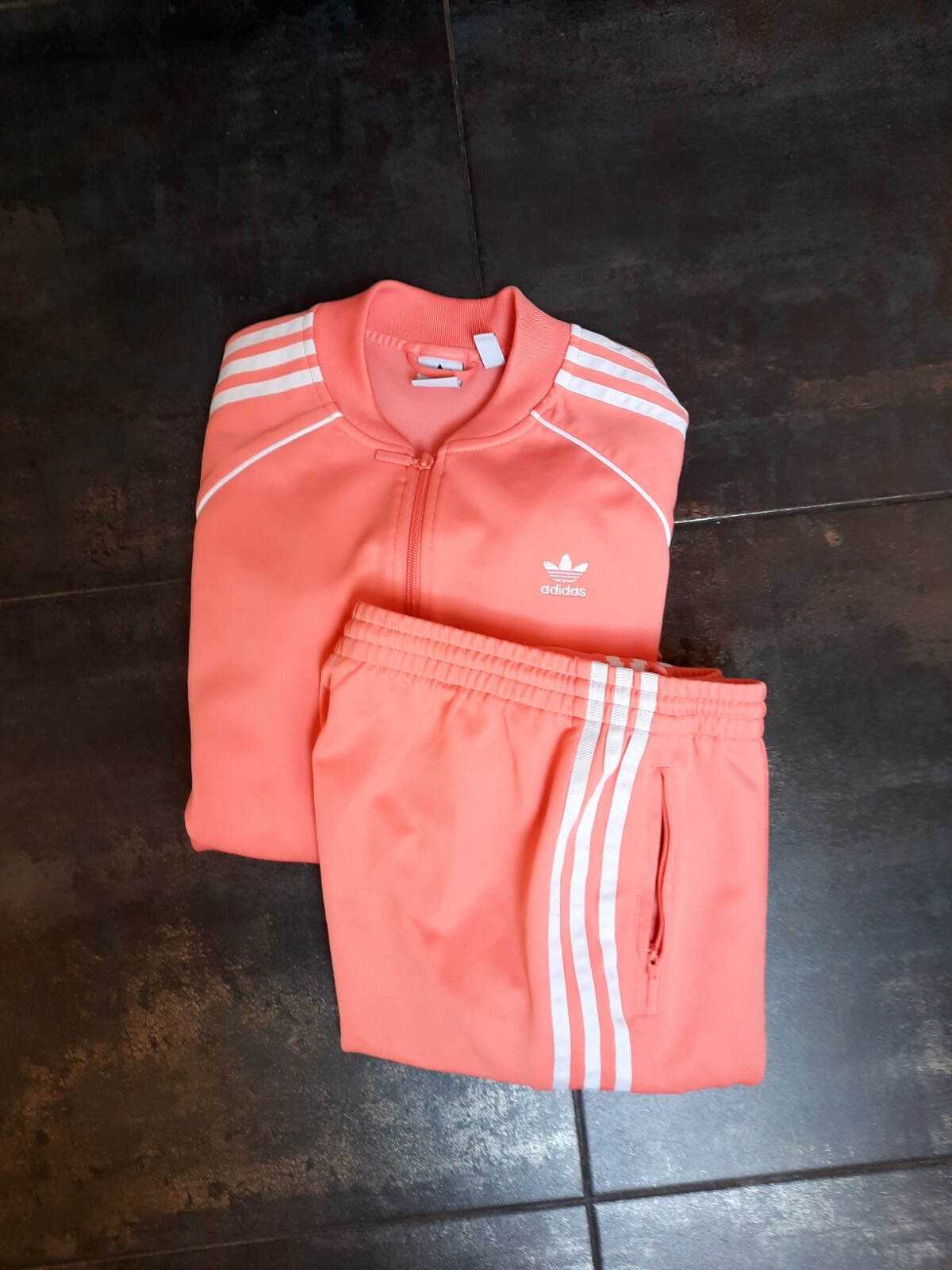 pink and orange adidas tracksuit