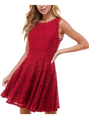 CITY STUDIO Womens Red Lined Trim Sleeveless Short Fit + Flare Dress Juniors 9