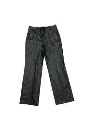 EUC Mango Vegan Faux Leather Straight Leg Pants Black Women s Size 12