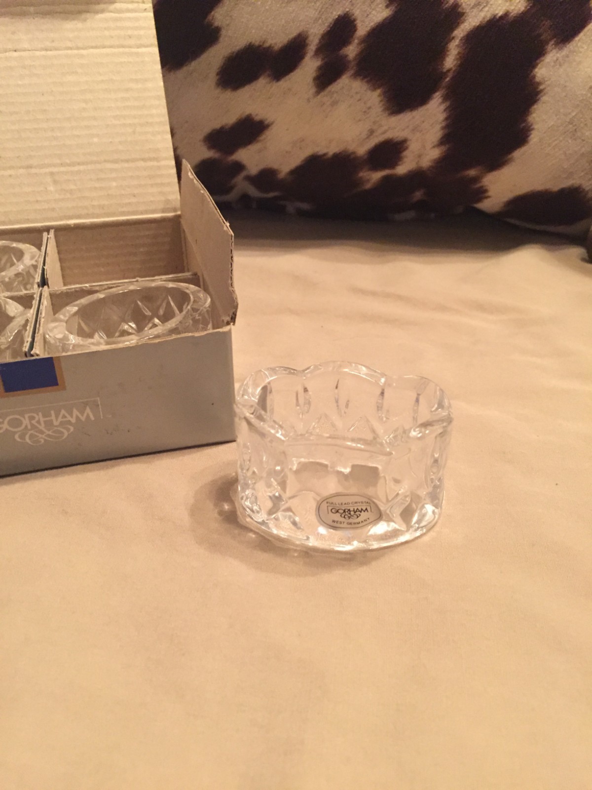 Gorham King Edwards Full Lead Crystal Napkin Rings (Set of 4)