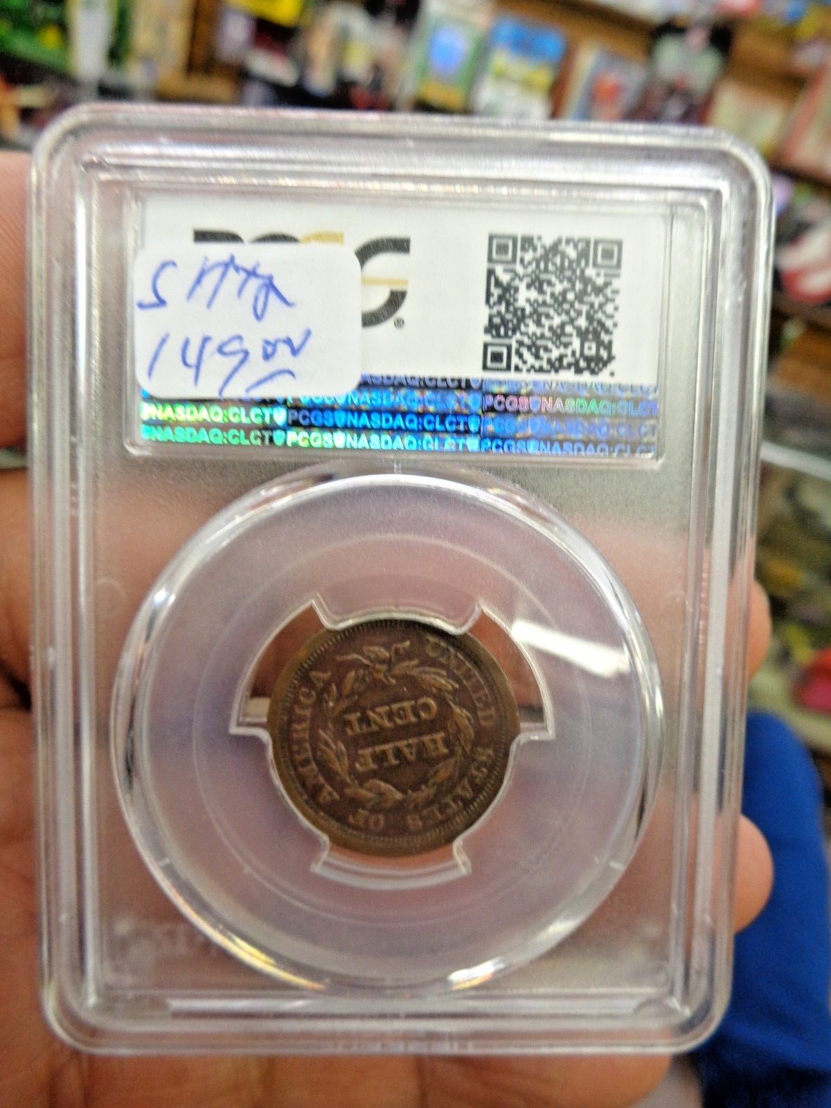1851 braided hair half cent pcgs xf40