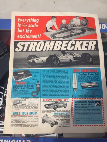 VINTAGE STROMBECKER INTERNATIONAL ROAD RACING SLOT CAR SET 9935 TRACK LOT 1960s