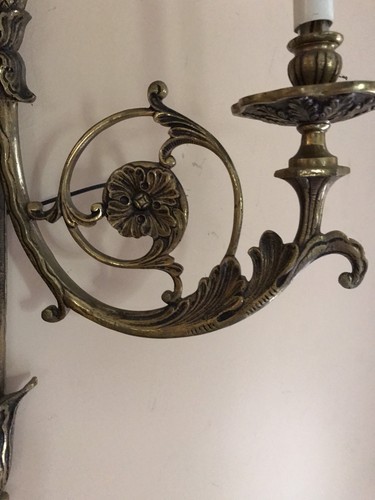 ROCOCO Style Brass Wall 2 Light Fixture Sconce Made In Spain