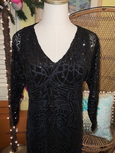 Pre-owned Lilly Pulitzer Leclair Dress Onyx Sequin Sea Swirl Mesh Size M,l,xl ❤️‍? In Black