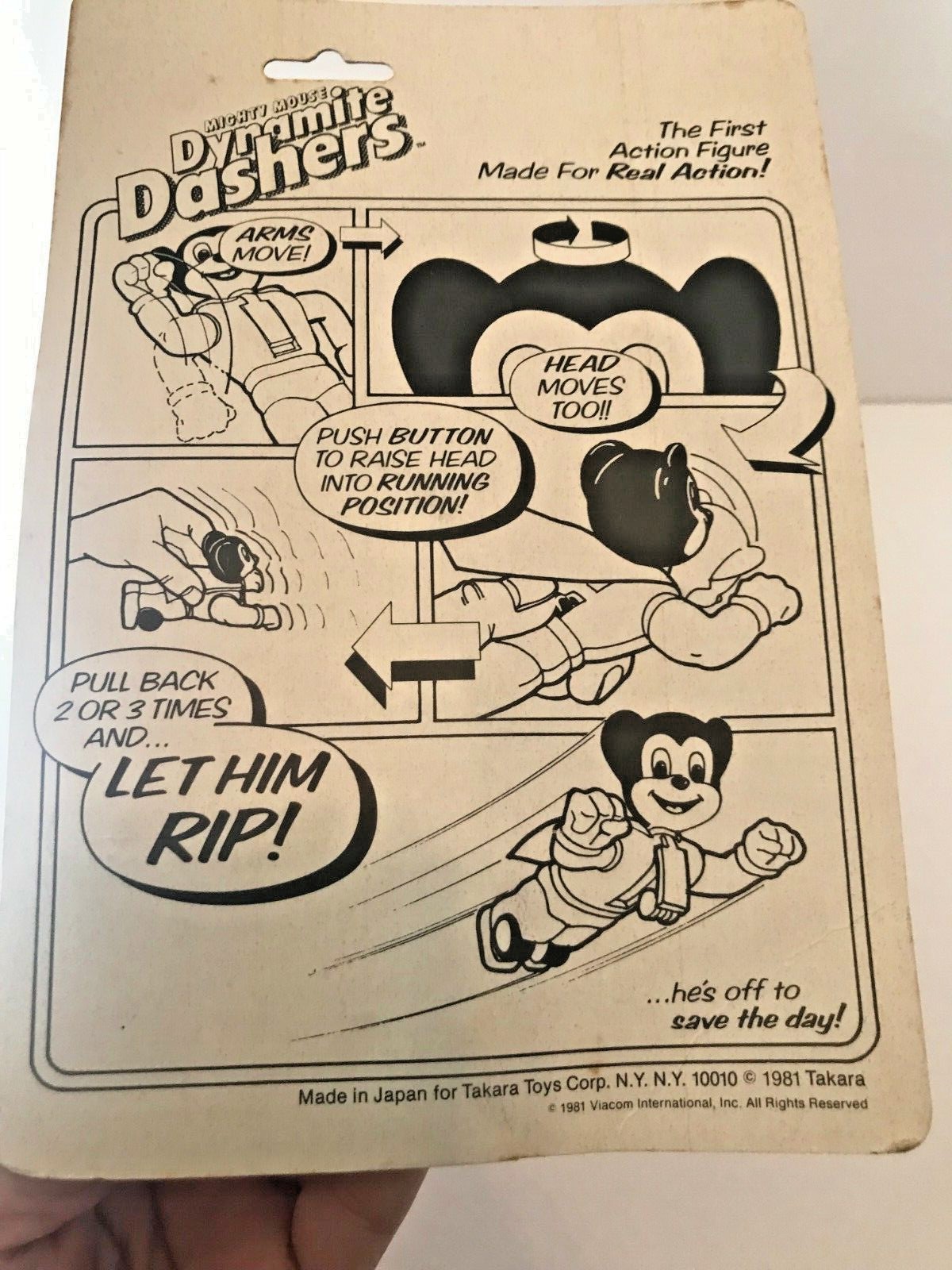 Mighty Mouse Dynamite Dashers Takara toy  on card mint bubble 1981 (A008)