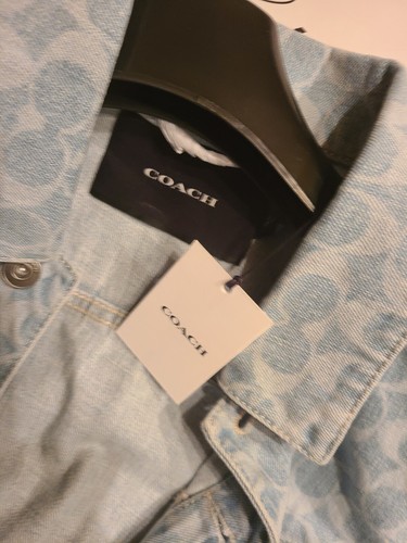 Pre-owned Coach $750  Logo Signature Washed Denim Men Jeans Jacket 48 Limited Edition In Blue