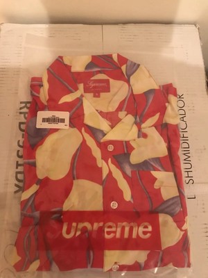 SUPREME PAINTED FLORAL RAYON SHIRT PURPLE S M L XL FW17 2017 BUTTON UP LS GREEN