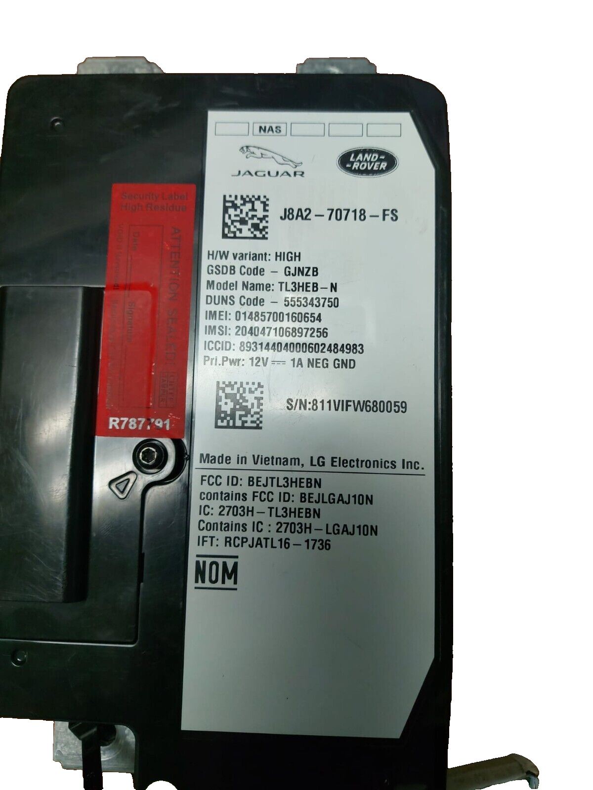 2018-2022 Land Rover Range Rover Telematics Control Module with Key. Programmed