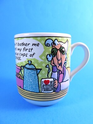 Hallmark Maxine Mug Don't Bother Me Until My First 12 Cups Of Coffee 3-D Relief