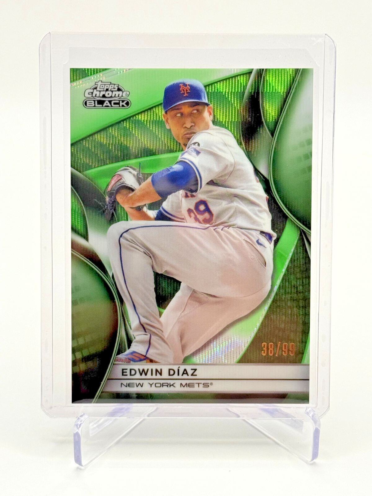 2025 Topps Chrome Black Edwin Diaz Green Refractor /99 New