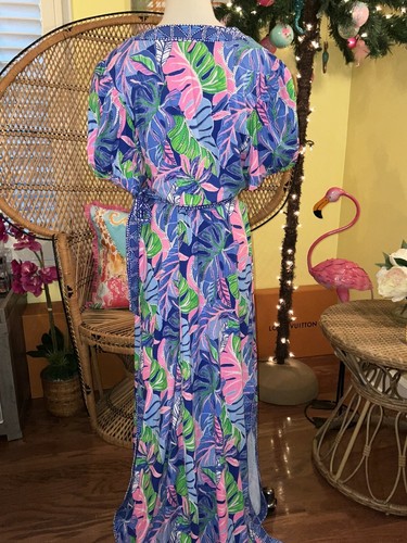 Pre-owned Lilly Pulitzer Sailynn Maxi Set Beleaf In Yourself $258 Size Xl In Multicolor