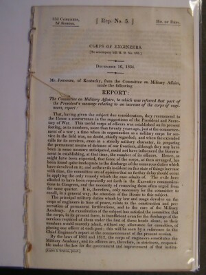 Government Report 1834 Message from the President Increase Corps of Engineers 