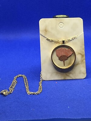July Birth Month Necklace Pink Daisy Flower Gold Tone Pendant 20 
