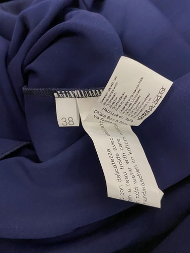 Pre-owned Chiara Boni $1090  Women Blue Malguen Ruched Rhinestone Column Gown Dress Size 38